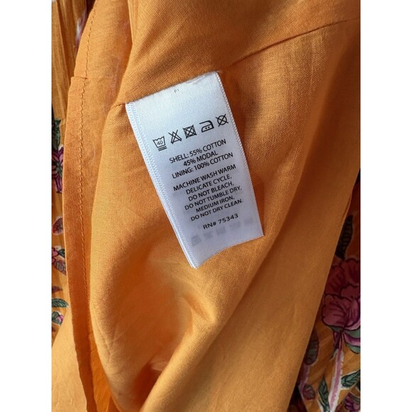 Caroline Constas womens Sleeveless Midi Dress size Small Orange Floral Cotton - Picture 7 of 7